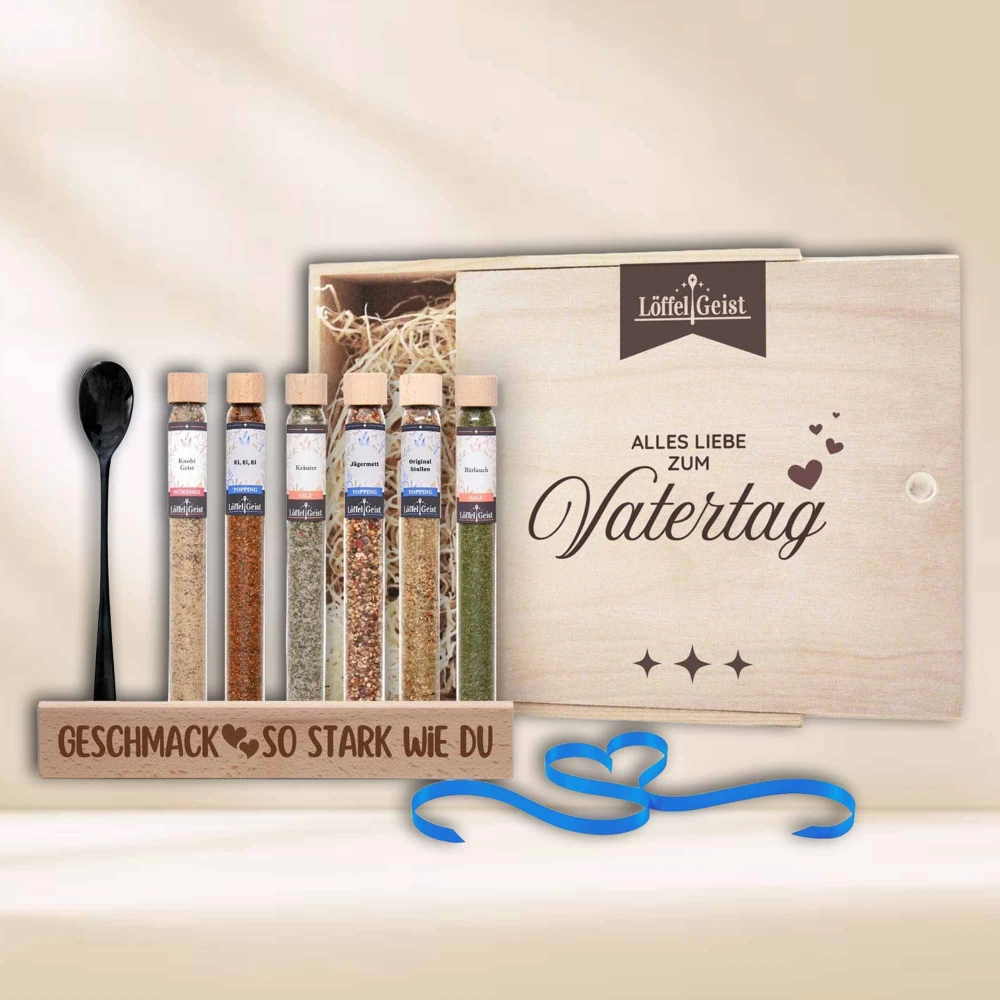 Gewürz-Geschenkset Alles Liebe zum Vatertag in edler Holzbox